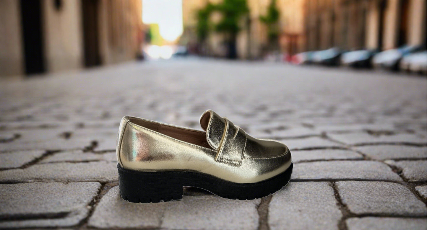 Kingsley-60K gold pu kids shoes